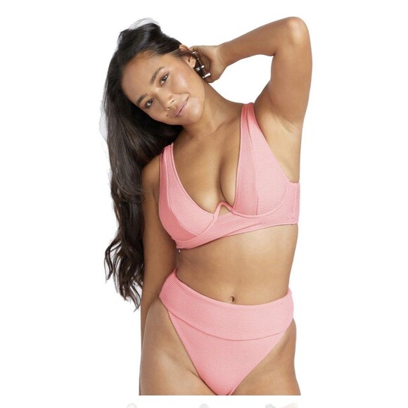 Vulcom SO Current Plunge U-Wire Women’s Bikini Top-Pink Size M - Picture 1 of 10